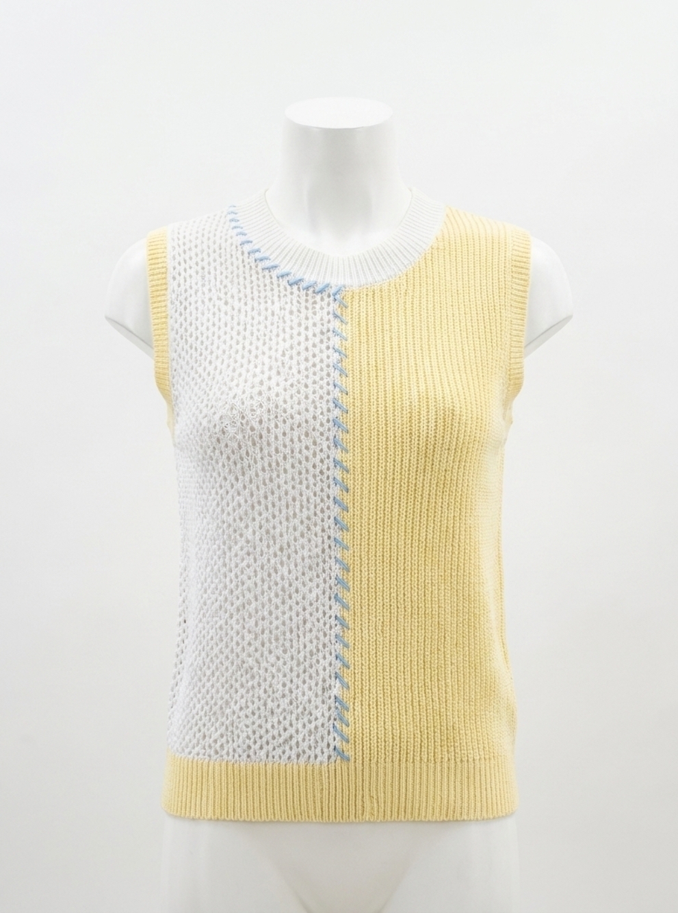 NEW CENTRAL PARK WEST birdie two toned whip stitch tank in yellow/white